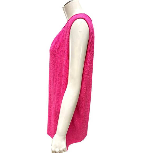 WiHoll Size XL NWT Hot Pink Textured Knit Sleeveless Top City Chic Bold Pop - Picture 3 of 10